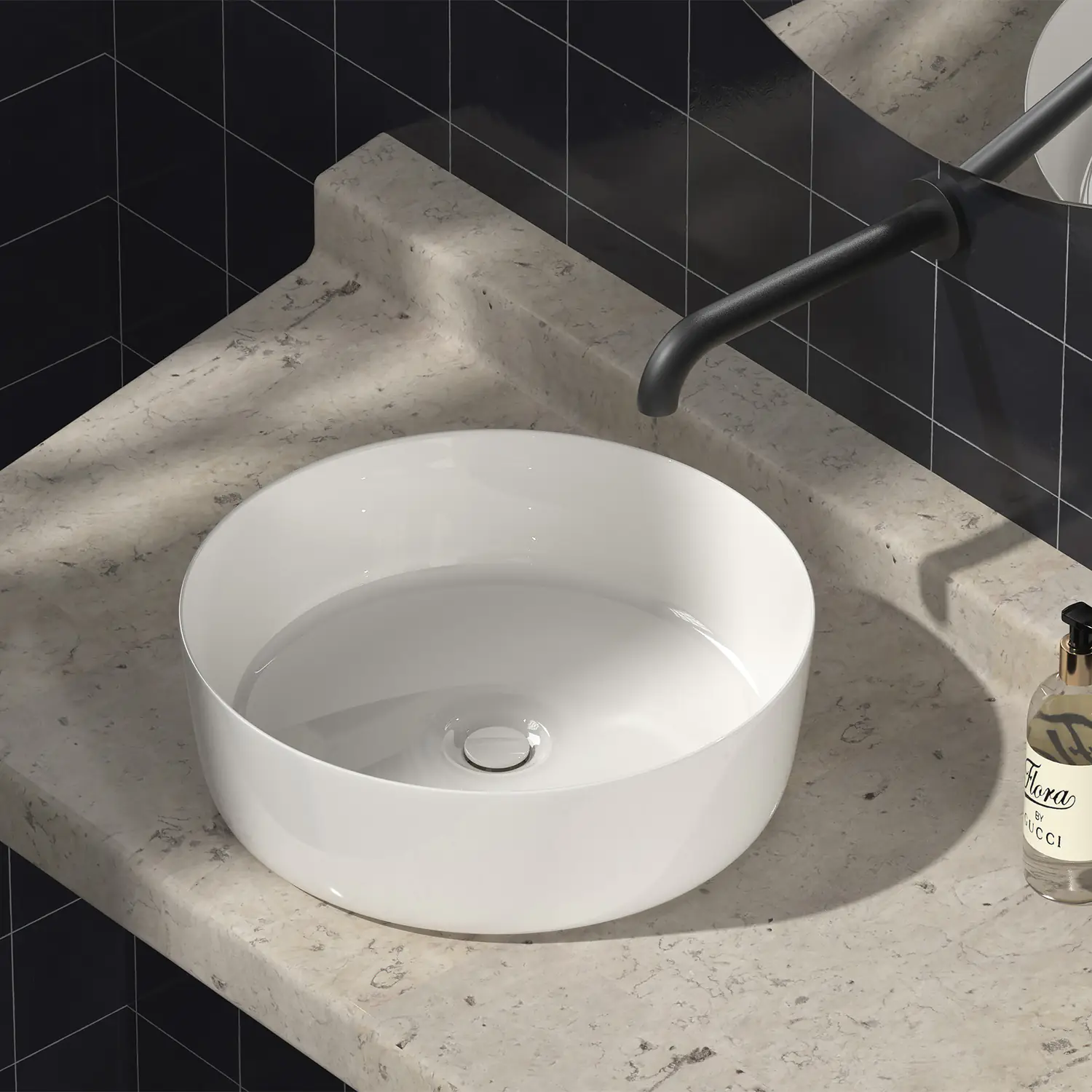 360mm white bathroom ceramic round vessel sink mc-4236, 14 inches porcelain circular art basin